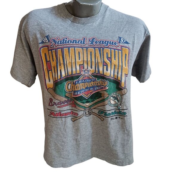 Vintage Men's T-shirt Large Single Stitch Pro Player Florida V Atlanta Baseball - Picture 1 of 6